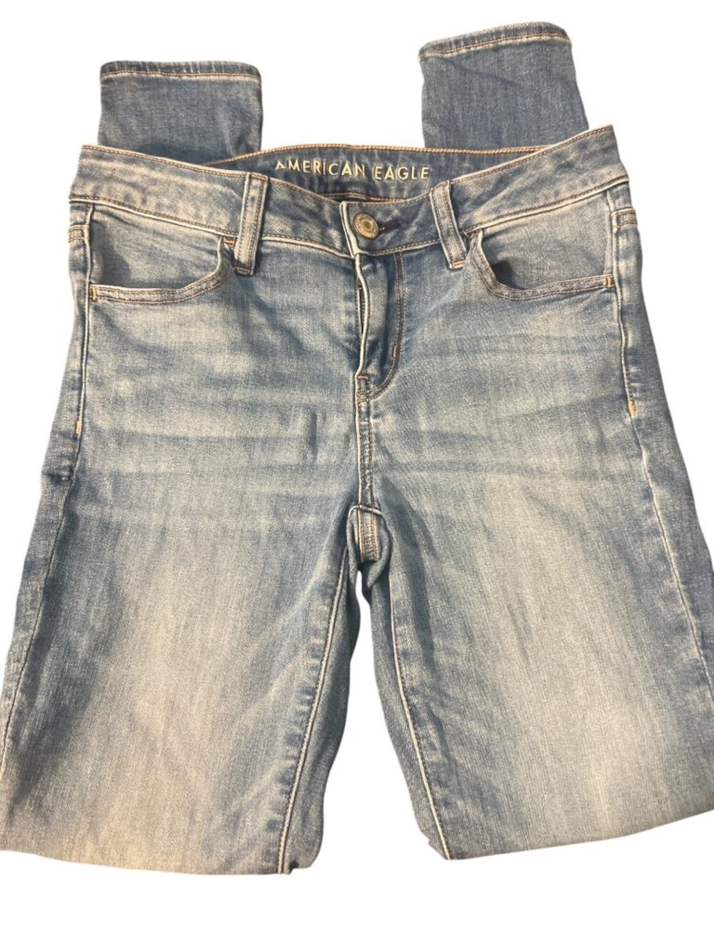American Eagle Jegging Blue Denim Jeans Next Level Stretch Size 4 Long